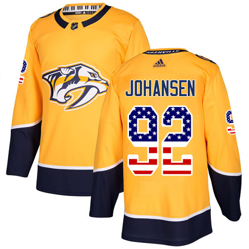 Adidas Predators #92 Ryan Johansen Yellow Home Authentic USA Flag Stitched NHL Jersey - Click Image to Close
